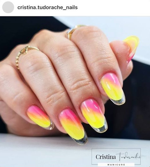 ombre French glass nails