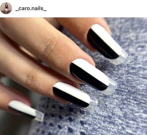 white and black French glass nails