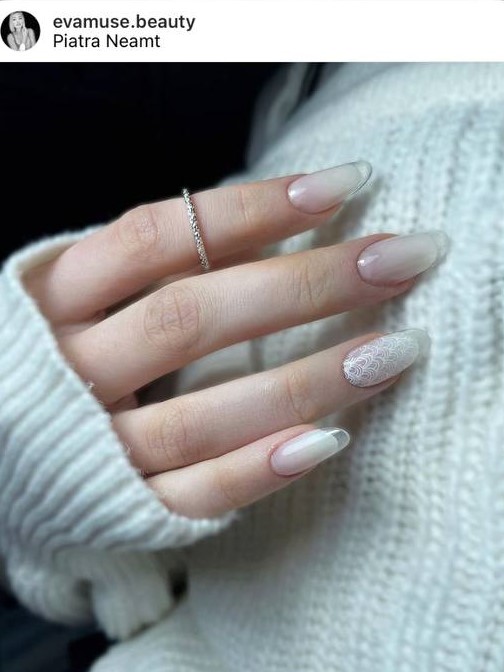 French glass nails with one accent nail