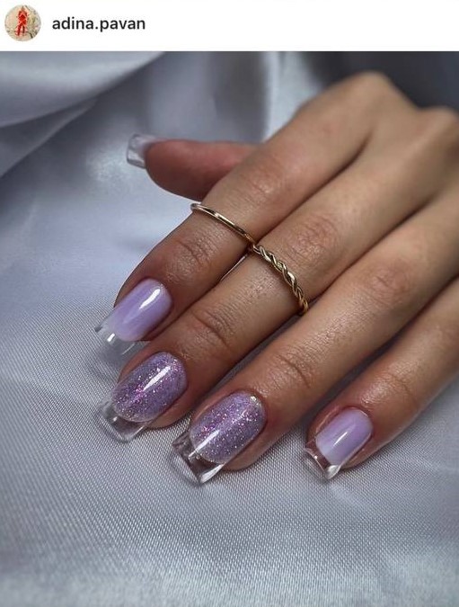 lavender French glass nails