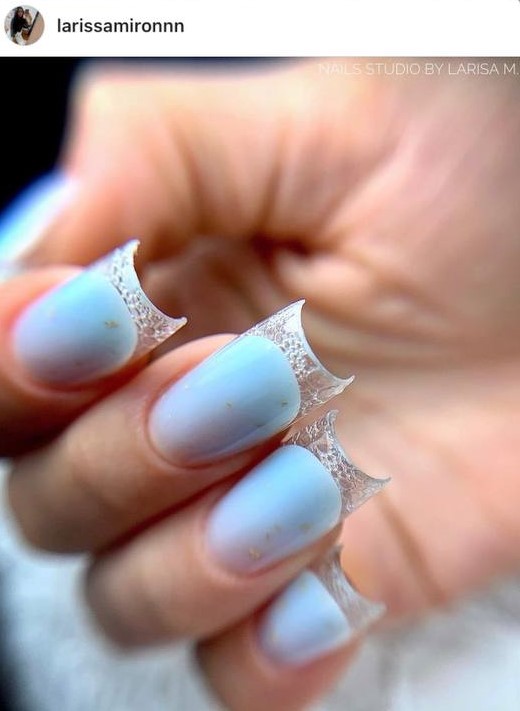 light blue French glass nails