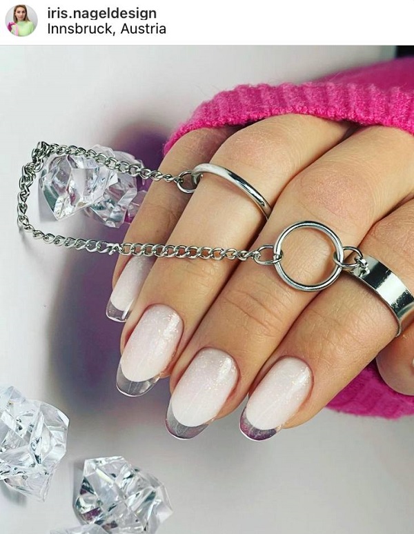 simple French glass nails