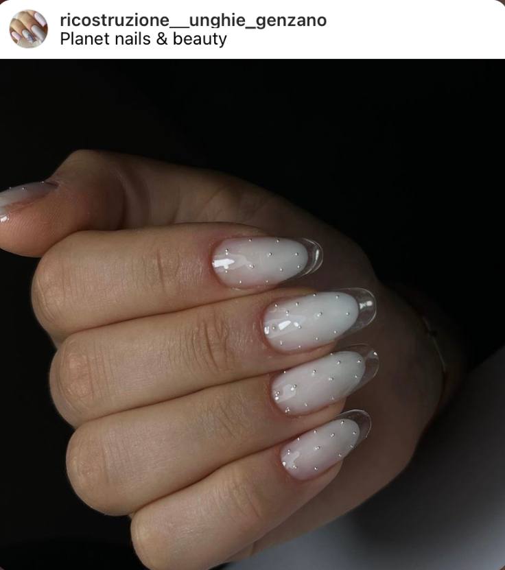 French glass nails with pearls