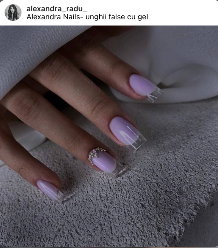light purple French glass nails