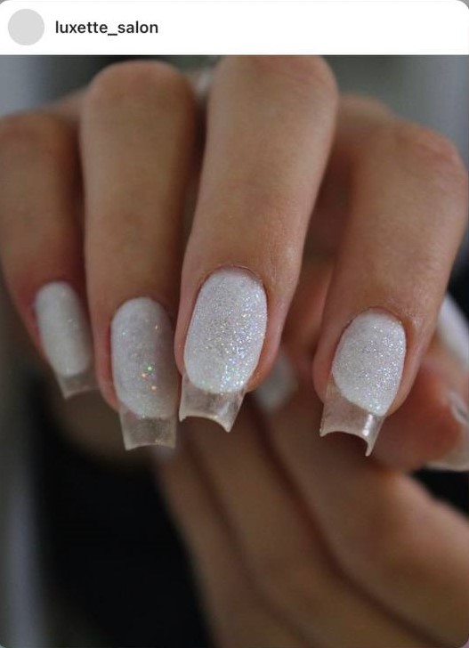 white sugar French glass nails