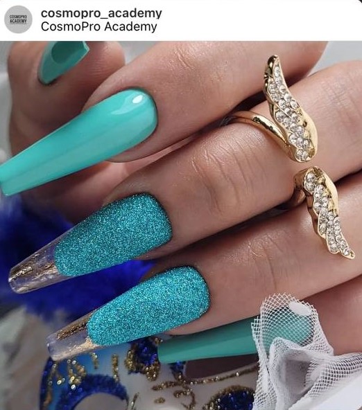 long blue French glass nails