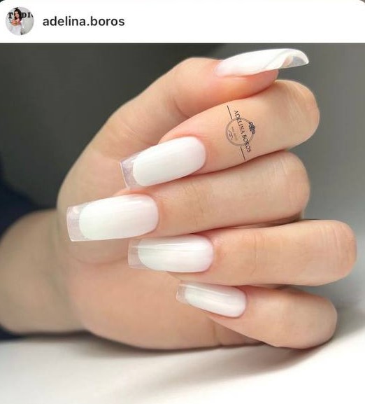 white French glass nails