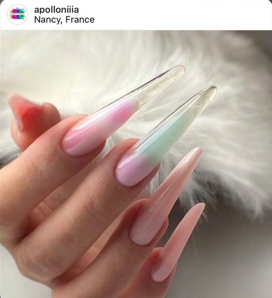 stiletto French glass nails