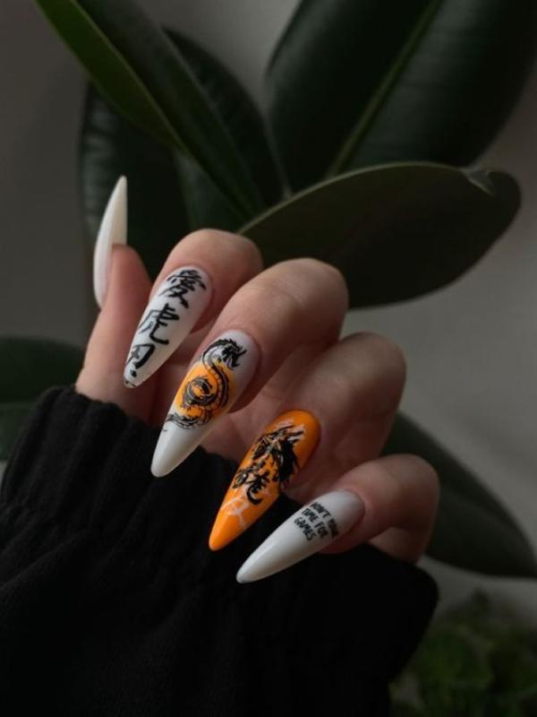 orange dragon nails