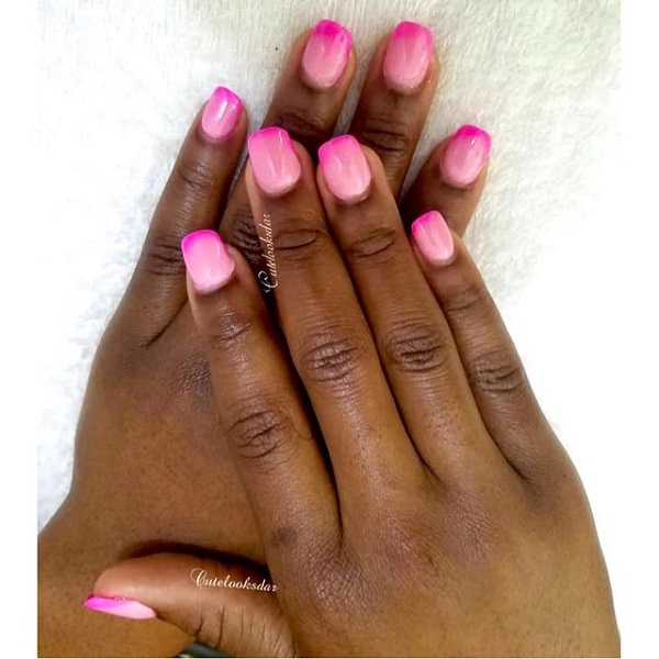 pink ombre nails for dark skin
