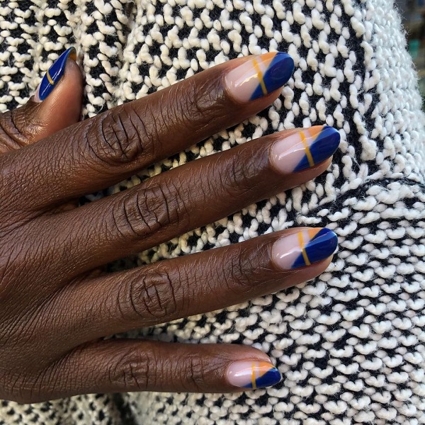blue nails for women with dark skin