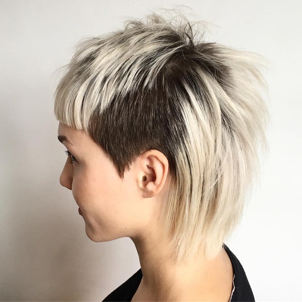 brown and blonde alt pixie hairstyle for women