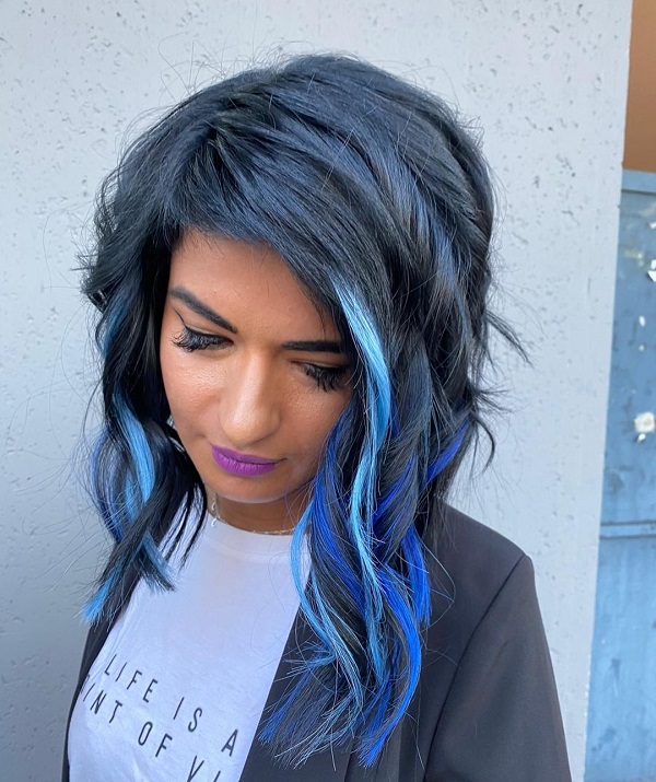 alt hair asymmetrical blue-colored