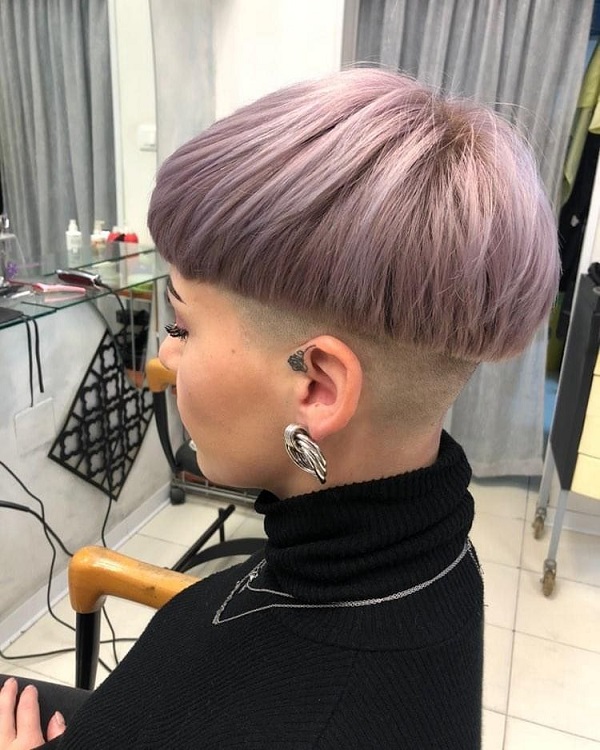 alternative purple bowl hairstyle