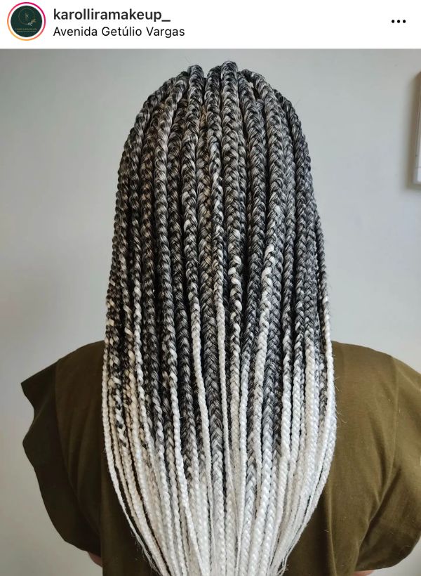 gray colored box braids
