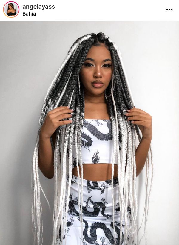 super long gray and white braids