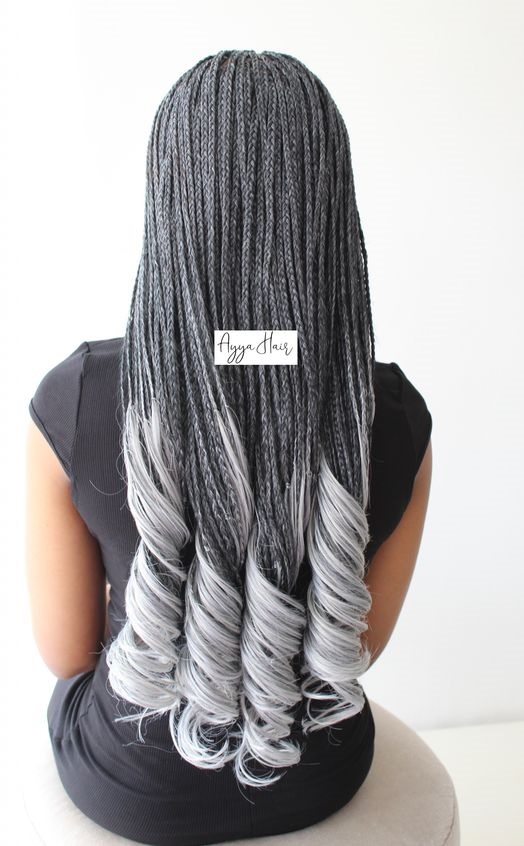 gray French curl braids