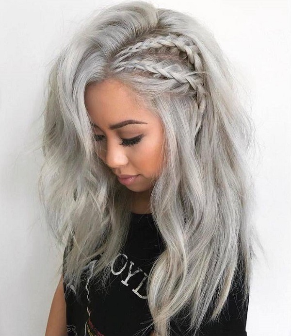 gray side braids