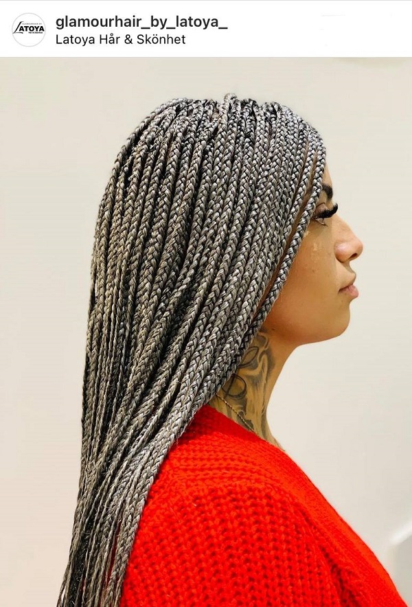 gray single braids