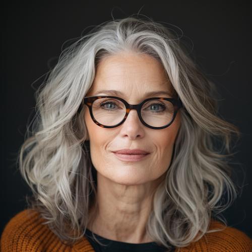 medium-length hair woman in her 60s