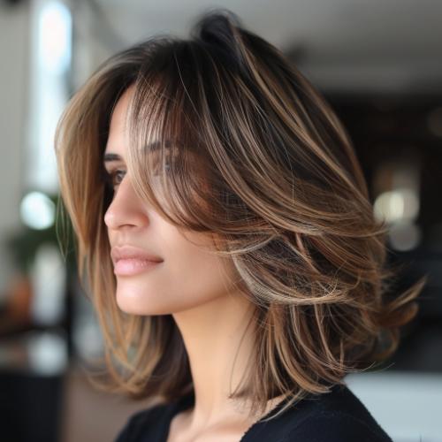 lesbian haircut medium length highlights