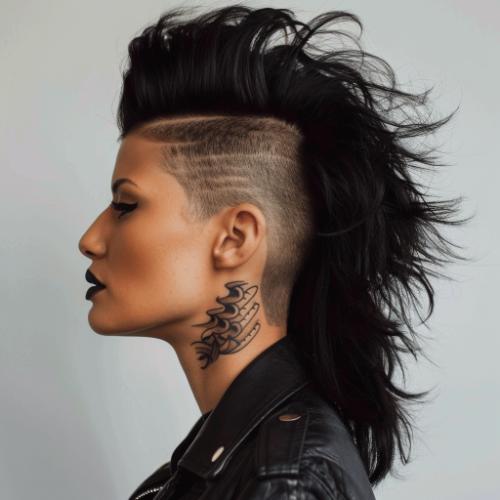 lesbian hairstyle long curly Mohawk