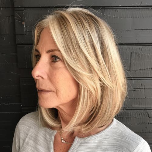 medium hair with soft layers woman over 60
