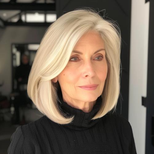 sleek medium hair woman over 60