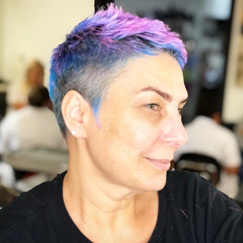 blue purple pink hair older women