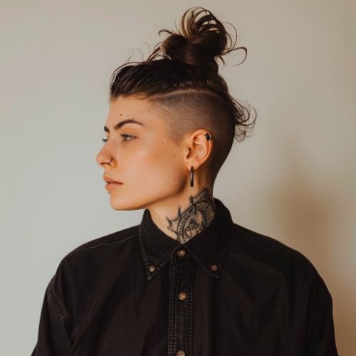 lesbian hairstyle top knot