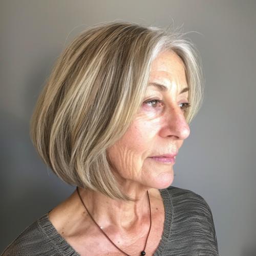medium hair blonde woman over 60