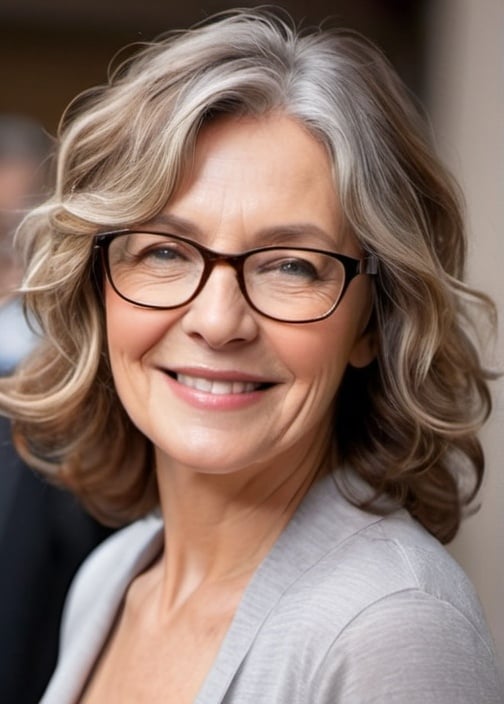 older woman glasses hair ideas