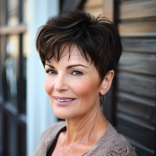 Dark Brunette Pixie Over 50