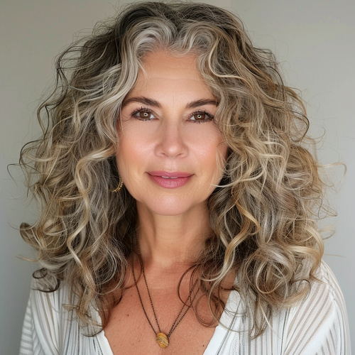 Long natural curls over 50