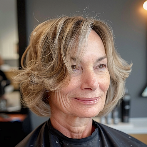 Layered bob hairstyle short over 60