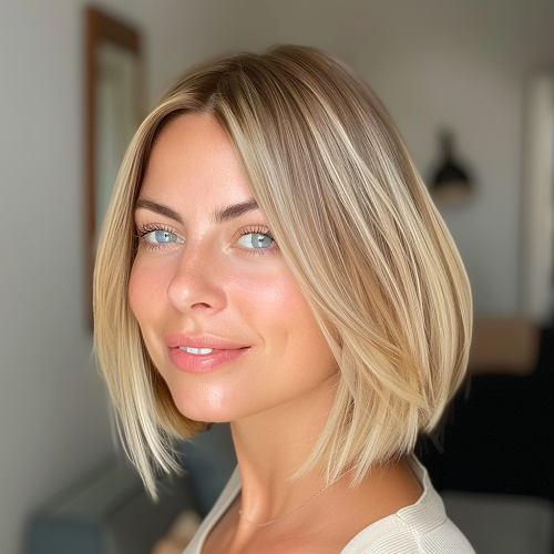 Platinum blonde Short Blunt Bob Hairstyle