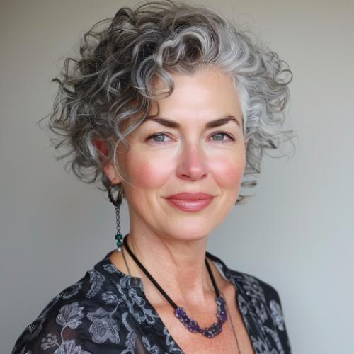 Naturally Curly Over 50 Gray Pixie