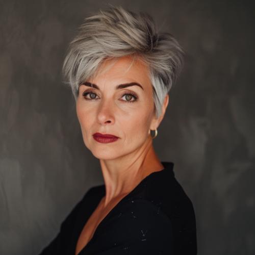 Tapered Gray Over 50 Pixie Cut