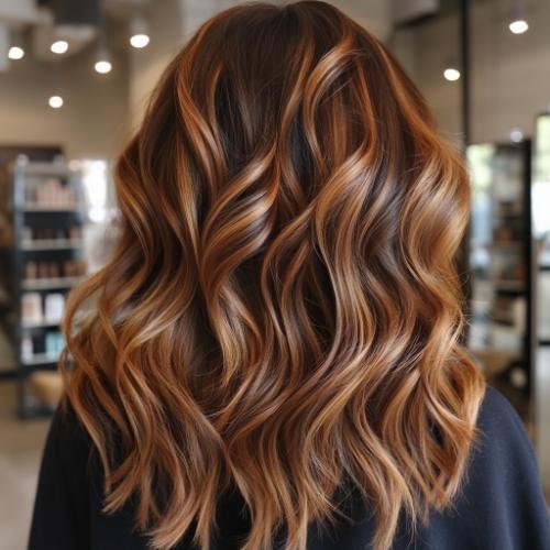 Caramel Curly Medium Layered Cut