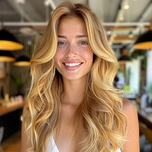 golden blonde sun-kissed highlights