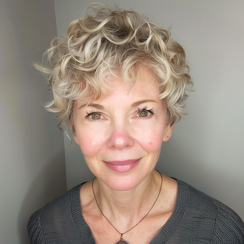 Short curly pixie over 50