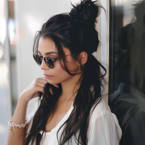 Long Hair High Half-Up Bun