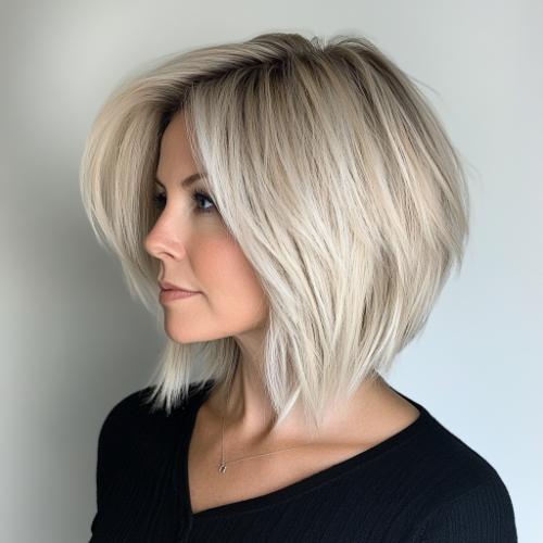 Medium Inverted Blonde Bob with Layers