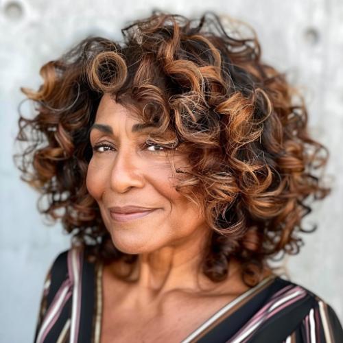 Layered Cocoa Curls for Women over 60