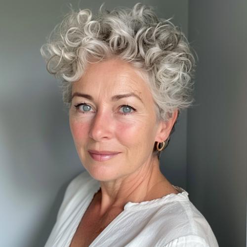 Tapered Curly Pixie Over 50