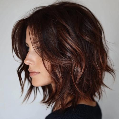 Layered Medium Textured Long Bob