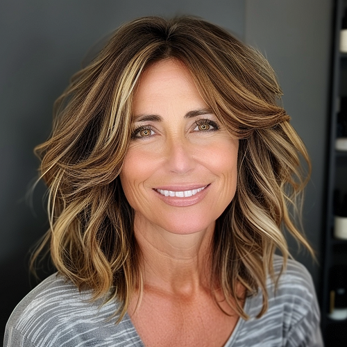 Hairstyle Over 50 Medium Length with Highlights Balayage