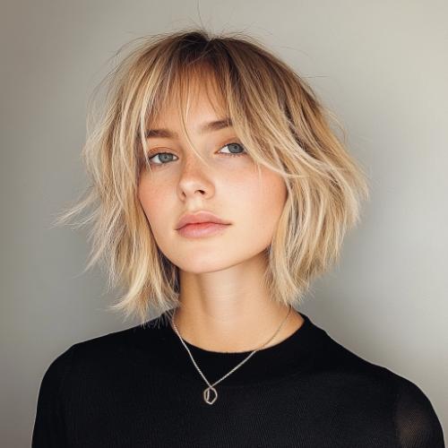 Medium Layered Choppy Bob with Framing Layers