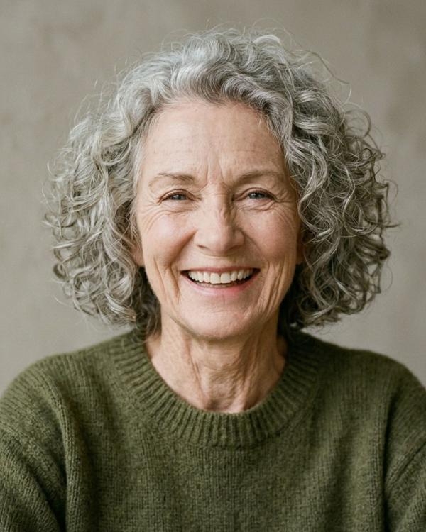 Wash and Wear Older Women Haircut Curly Mob Medium Bob Haircut