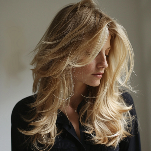 Blonde Long Layered Hairstyle